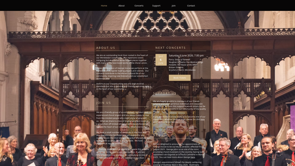 Screenshot of the The Academy Choir Wimbledon website