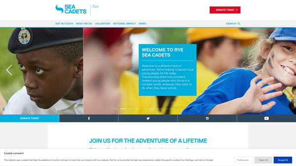 Screenshot of the Rye And District Unit 466 Of The Sea Cadet Corps website