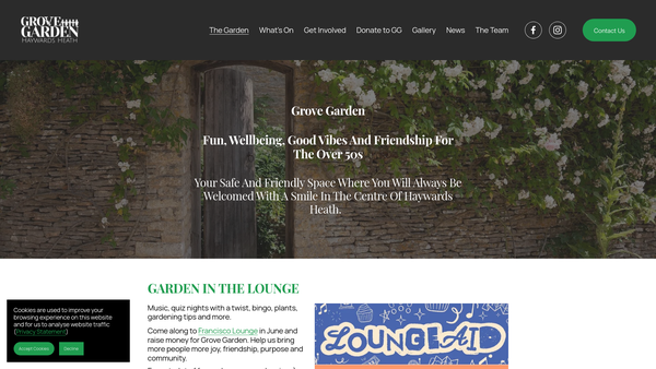 Screenshot of the Grove Garden website