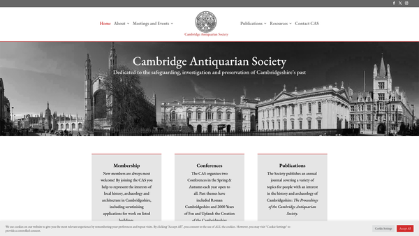 Screenshot of the Cambridge Antiquarian Society website