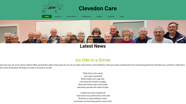 Screenshot of the Clevedon Care website