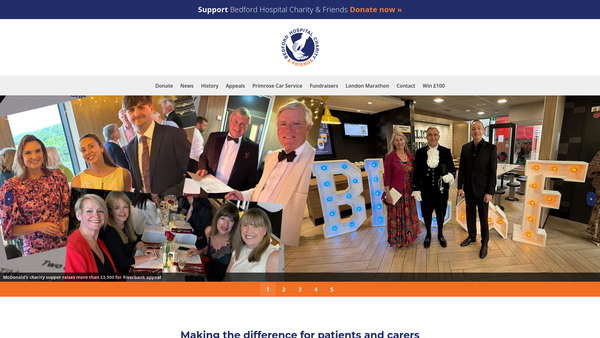 Screenshot of the Bedford Hospital Charity and Friends website
