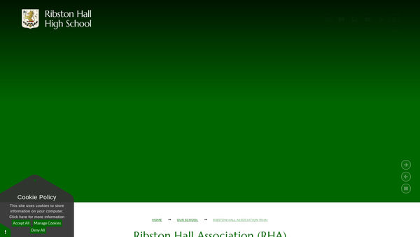 Screenshot of the Ribston Hall High School Association website