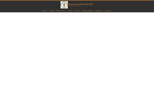 Screenshot of the Gowda Saraswath Sabha (UK) website