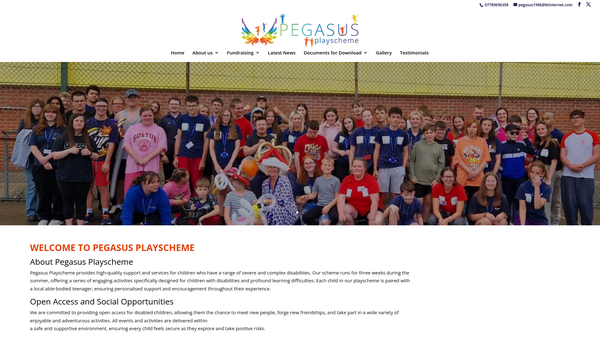 Screenshot of the Pegasus Playscheme website