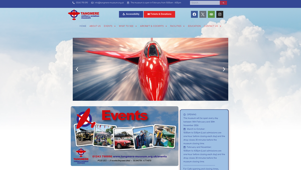 Screenshot of the Tangmere Military Aviation Museum Trust Limited website