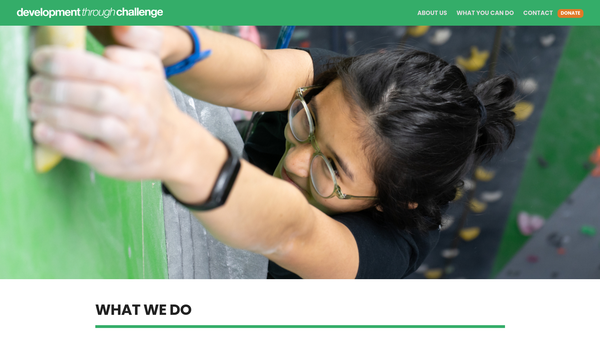 Screenshot of the Development Through Challenge website