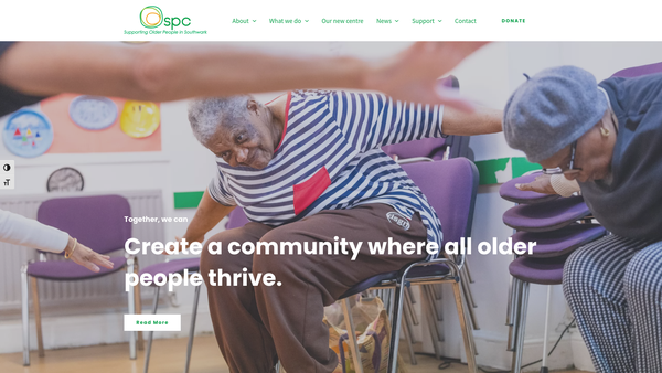 Screenshot of the Southwark Pensioners' Centre website