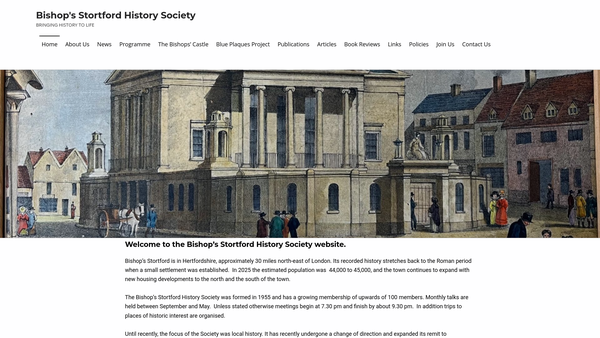 Screenshot of the Bishop's Stortford History Society website