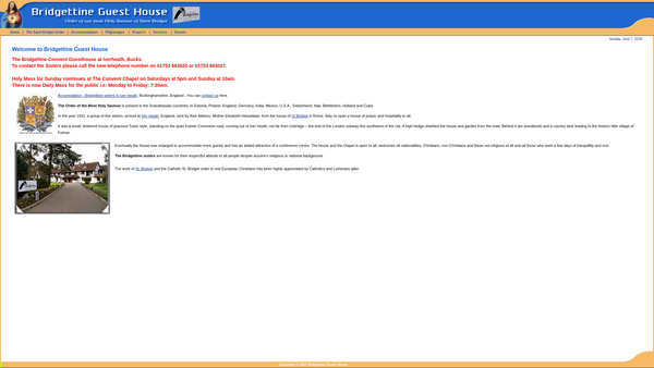 Screenshot of the The Order Of The Most Holy Saviour Of St Bridget website