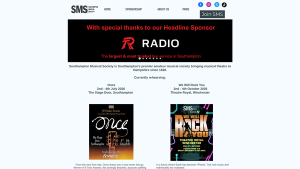 Screenshot of the Southampton Musical Society website