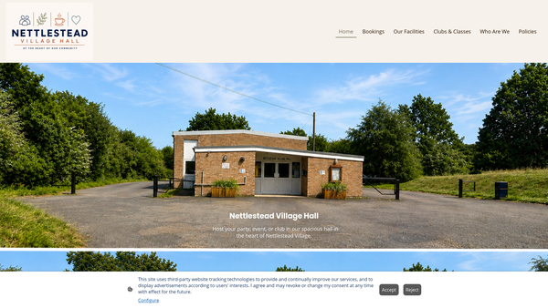 Screenshot of the Nettlestead Village Hall website
