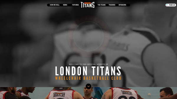 Screenshot of the London Titans Wheelchair Basketball Club website