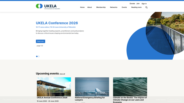 Screenshot of the The United Kingdom Environmental Law Association website