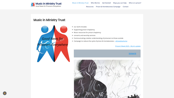 Screenshot of the Music In Ministry Trust website