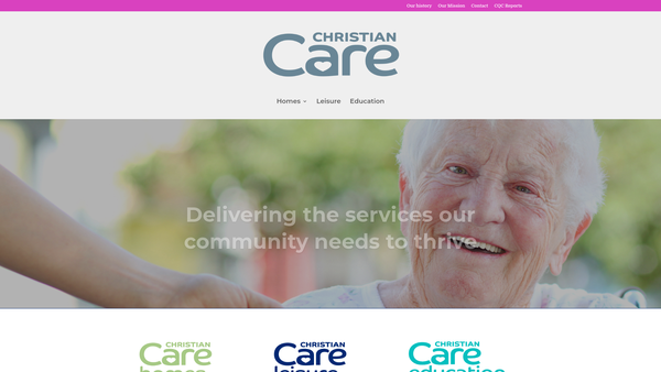 Screenshot of the Christian Care Homes website