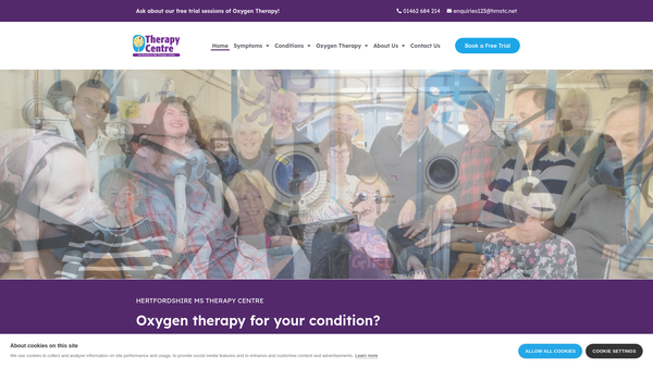 Screenshot of the Hertfordshire Multiple Sclerosis Therapy Centre Ltd website