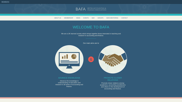 Screenshot of the British Accounting And Finance Association website