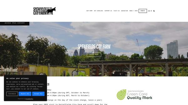 Screenshot of the Spitalfields Farm Association Limited website
