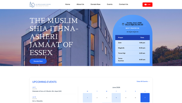 Screenshot of the The Muslim Shia Ithna-Asheri Jamaat Of Essex website