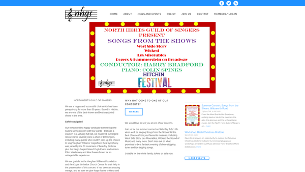 Screenshot of the North Hertfordshire Guild Of Singers website