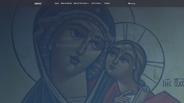 Screenshot of the St Mary And St Shenouda Coptic Orthodox Church website