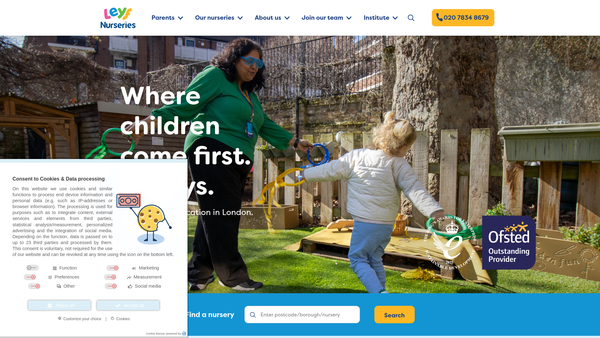 Screenshot of the The London Early Years Foundation website