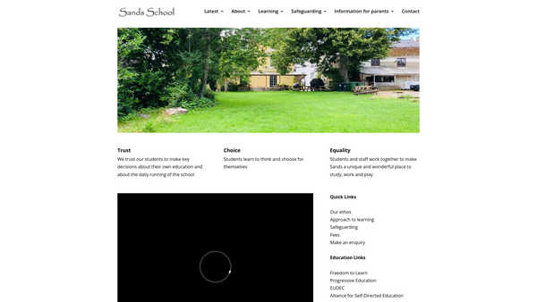 Screenshot of the Sands School website