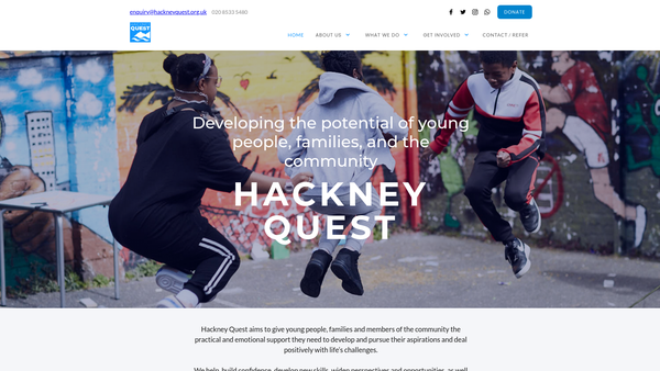 Screenshot of the Hackney Quest website