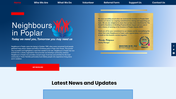 Screenshot of the Neighbours In Poplar website