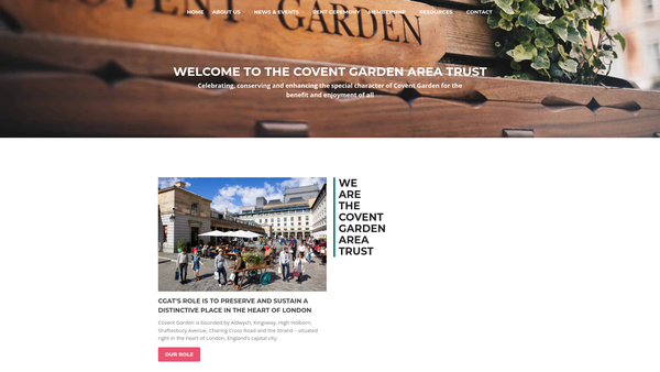 Screenshot of the Covent Garden Area Trust website