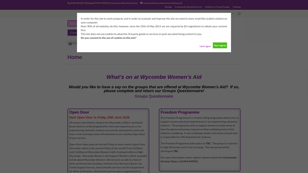 Screenshot of the Wycombe Women's Aid Limited website