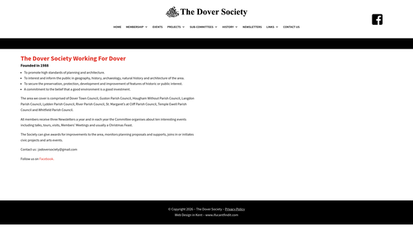 Screenshot of the The Dover Society website