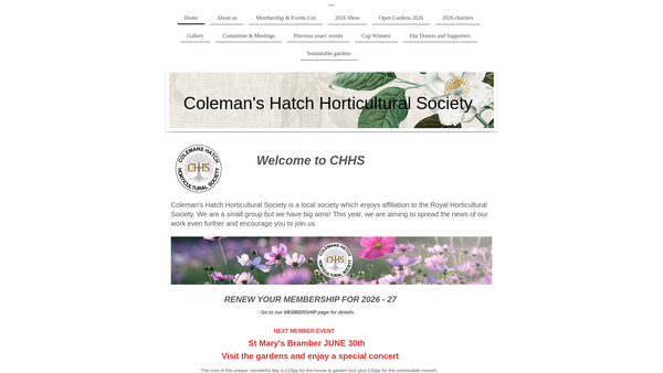 Screenshot of the Colemans Hatch Horticultural Society website