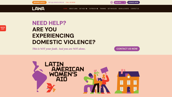 Screenshot of the Latin American Women's Aid Refuge website