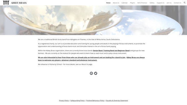 Screenshot of the Abbey Brass website