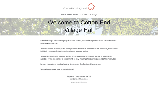 Screenshot of the Cotton End Village Hall website