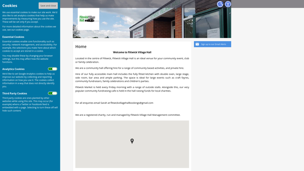 Screenshot of the Flitwick Village Hall website
