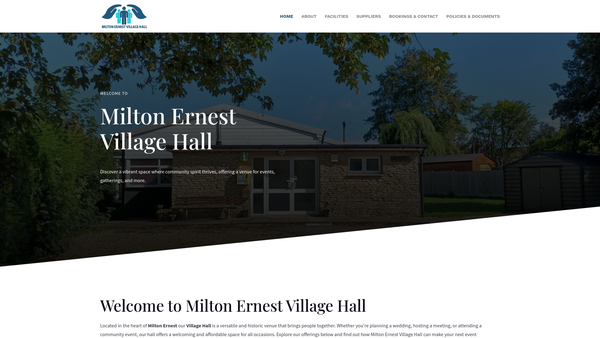 Screenshot of the Milton Ernest Village Hall website