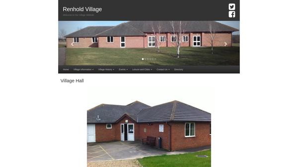 Screenshot of the Renhold Village Hall website