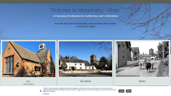 Screenshot of the Steppingley Village Hall website