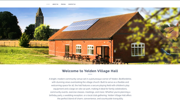 Screenshot of the Yelden Village Hall website