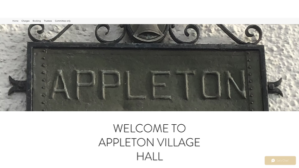 Screenshot of the Appleton Village Hall website