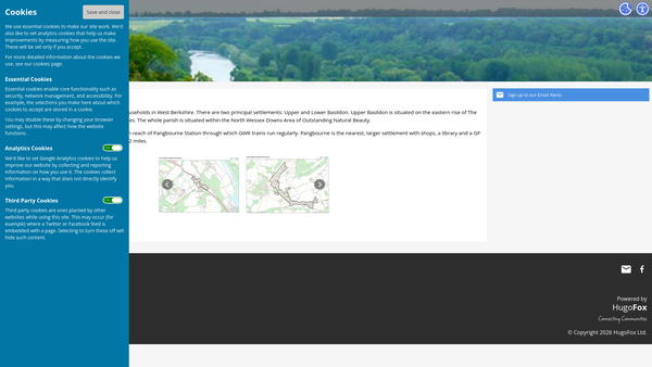 Screenshot of the Basildon Village Hall And Recreation Ground website
