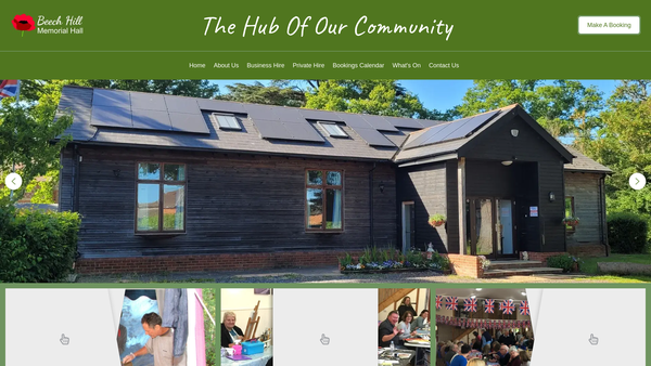 Screenshot of the Beech Hill Memorial Hall website