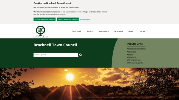 Screenshot of the Bracknell Public Recreation Ground website