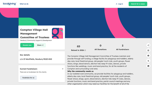 Screenshot of the The Compton Village Hall website