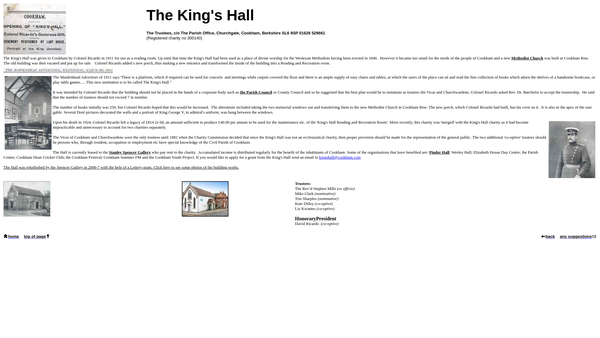Screenshot of the King's Hall website