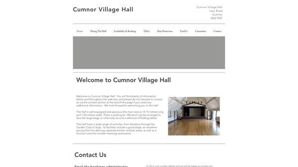 Screenshot of the Village Hall - Cumnor website