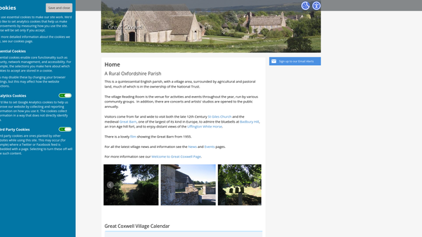 Screenshot of the Great Coxwell Parish Room website